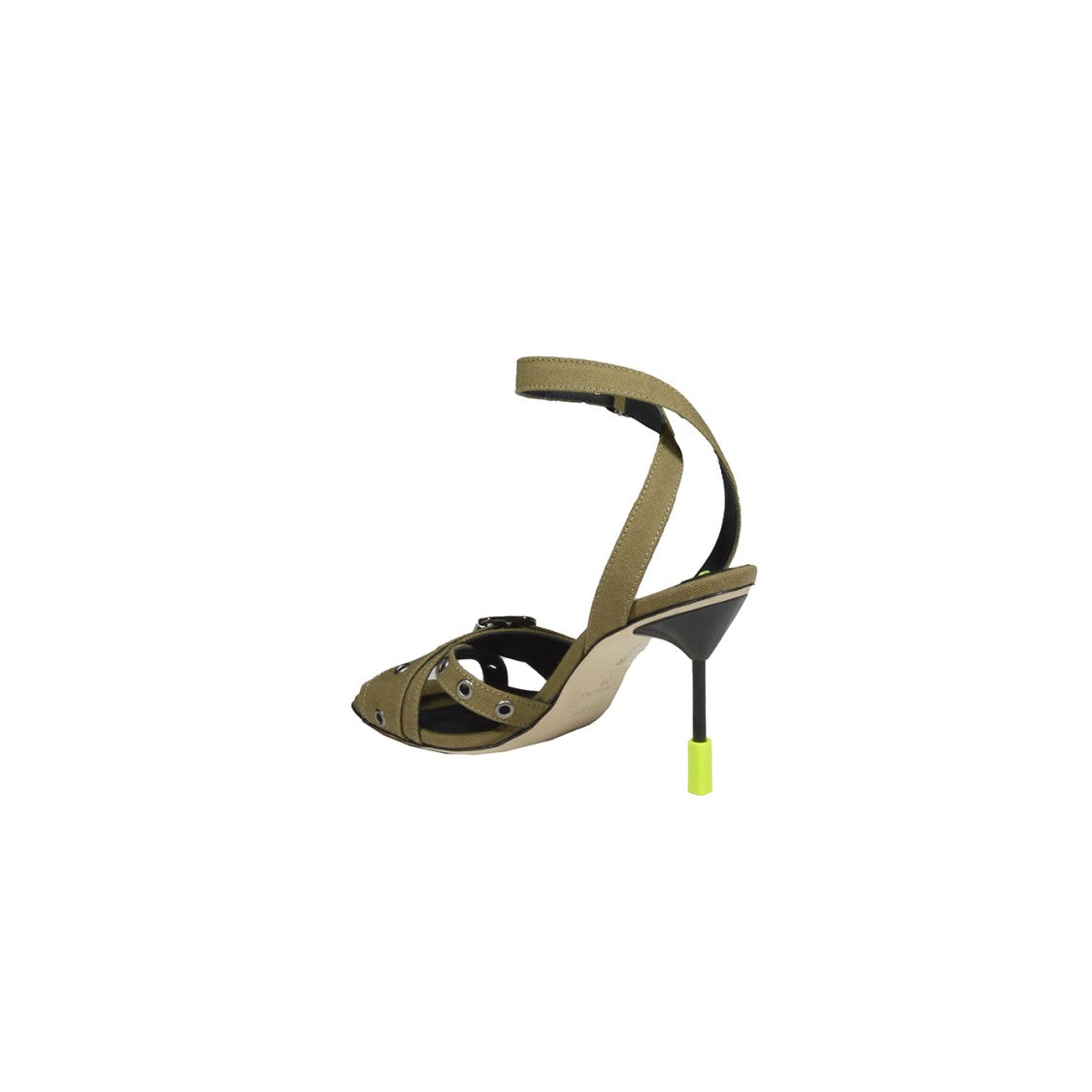 Msgm Iconic Heel Sandals Military Green With Buckle