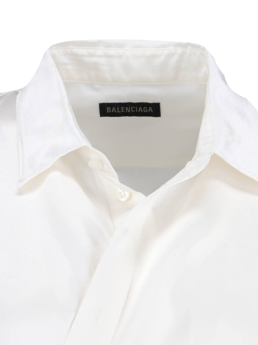 Balenciaga White Silk Shirt With Waist Detail