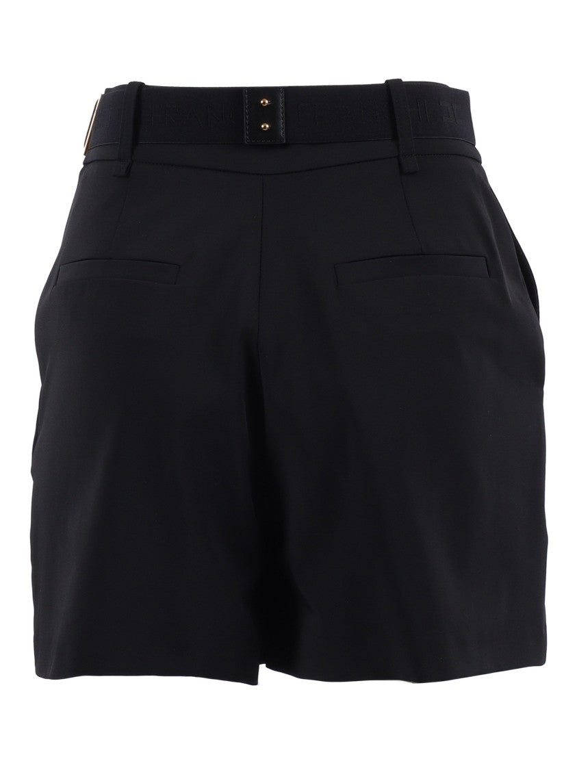 Elisabetta Franchi Black Tailored Structured Buckle Shorts