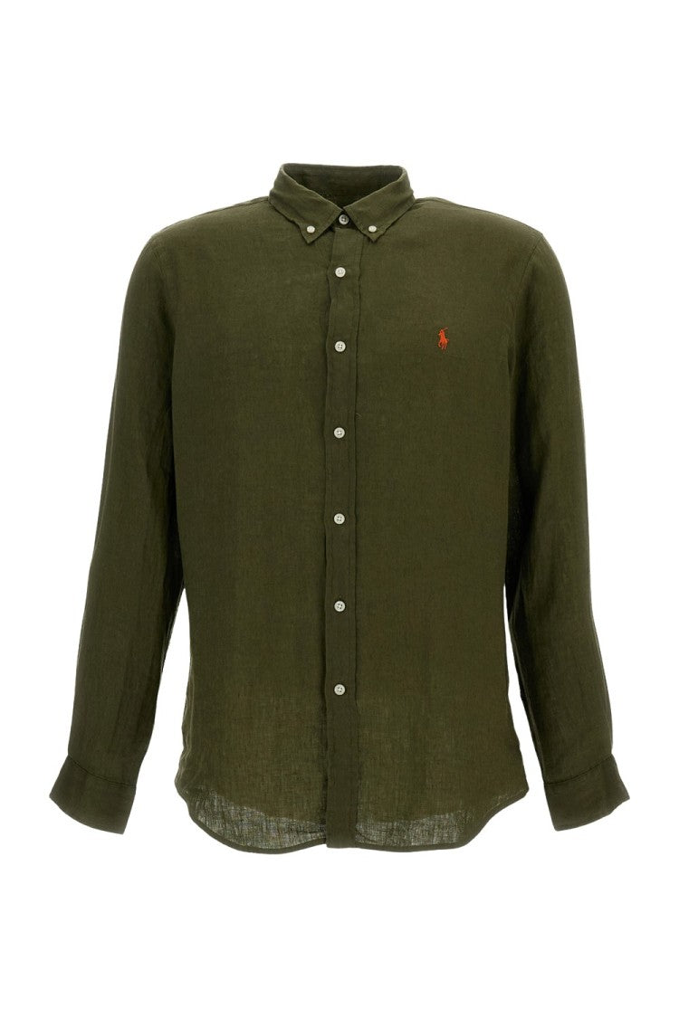 Polo Ralph Lauren Military Green Linen Button-Down Shirt
