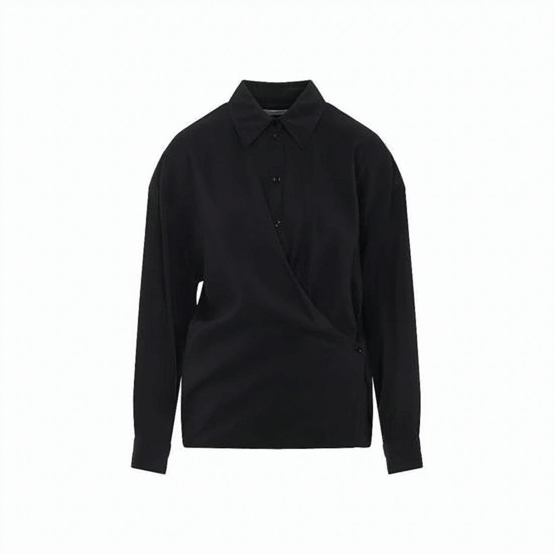 Lemaire Twisted Front Black Silk And Polyamide Shirt