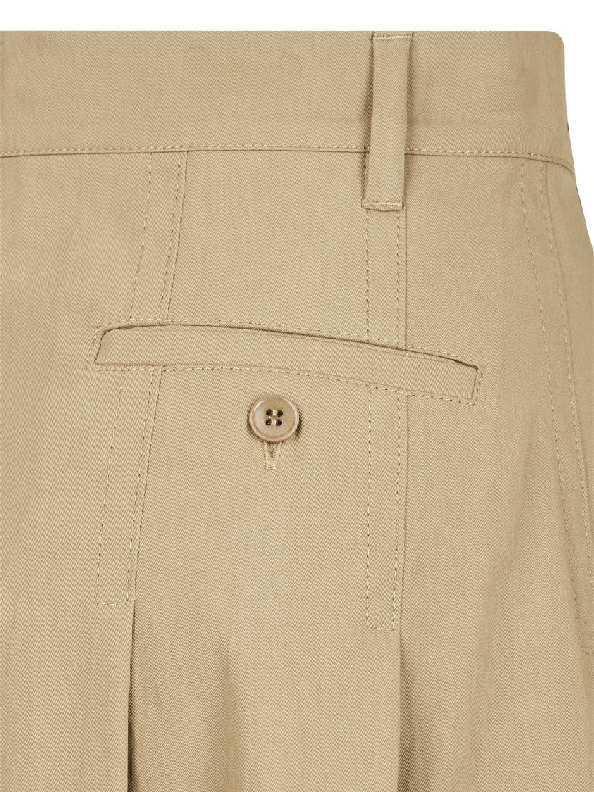 Max Mara Brown High-Waisted Cotton-Blend Pleated Midi Skirt