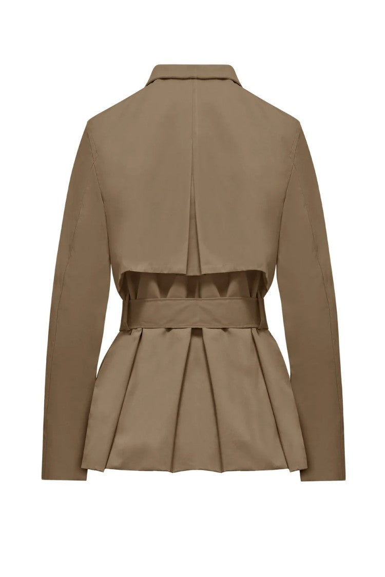 Bomboogie Short Stretch Cotton-Blend Trench Coat With Removable Belt
