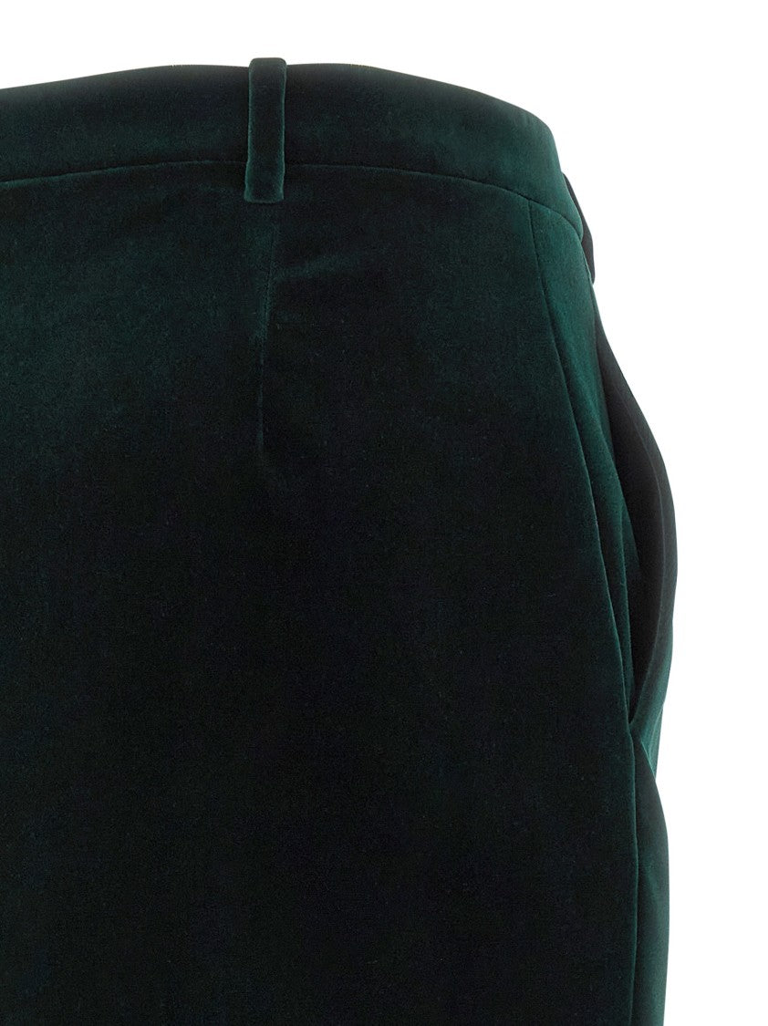 Saint Laurent Wallet-Style Cotton Velvet Midi Skirt With Silk Lining