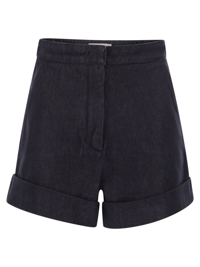 Max Mara Mxmcalca - Denim-Effect Cotton Shorts