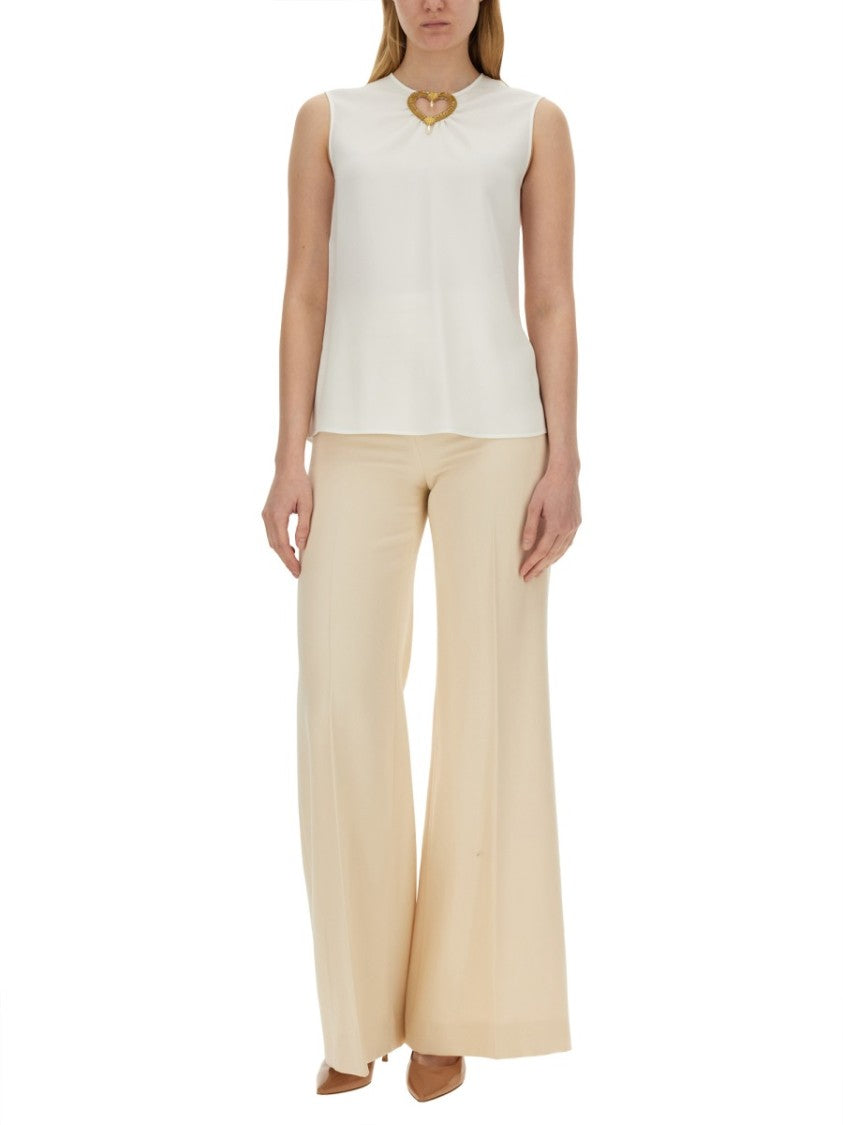 Moschino Blouse With Heart Applique And Subtle Keyhole Detail