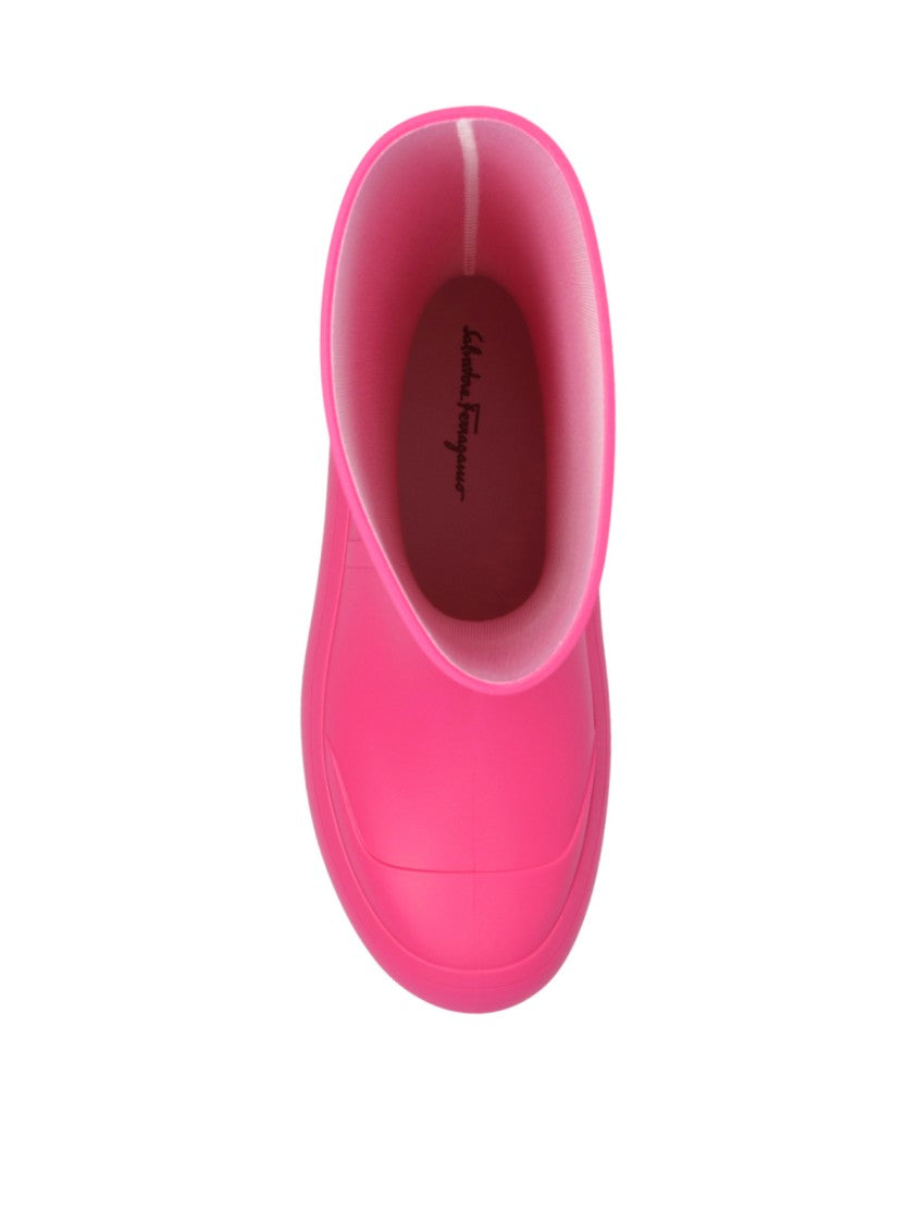 Ferragamo Rainboot Gancini Logo Ankle Boots