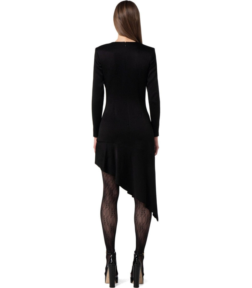 Elisabetta Franchi Black Asymmetric Dress With Necklace