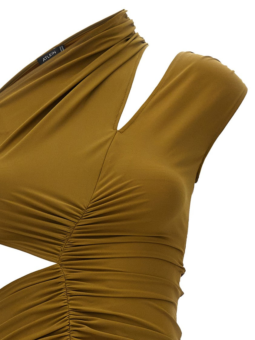 Atlein Stretch Fabric Cut-Out Draped Dress
