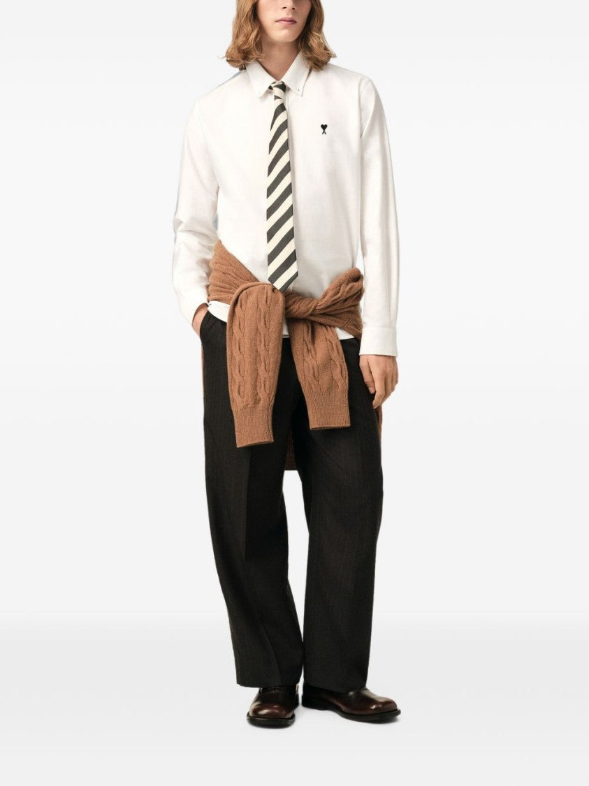 Ami Paris Button-Down Shirt With Embroidered Heart And Letter 'A'
