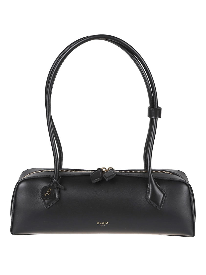 Alaïa Elongated Black Leather Shoulder Bag With Tubular Handles