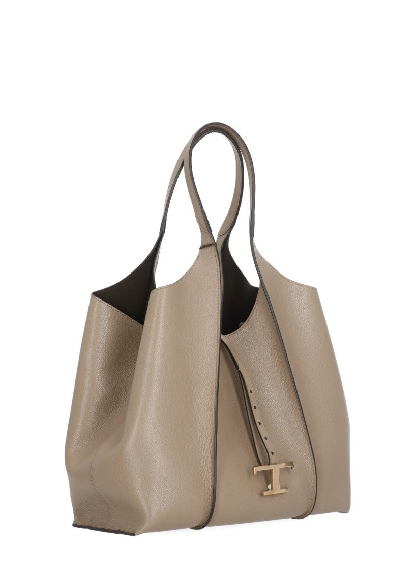 Tod's Medium Leather Tote Bag With Monogram Logo And Detachable Pochette