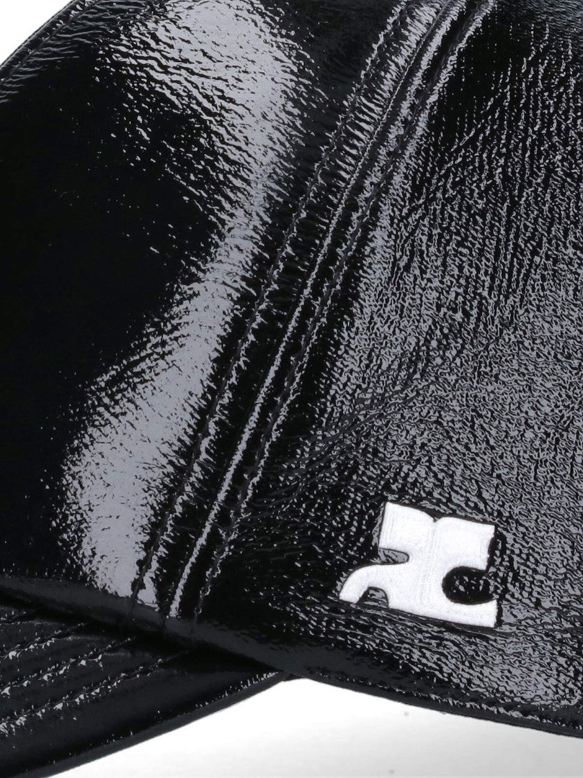 Courrèges Black Vinyl Reedition Adjustable Baseball Cap