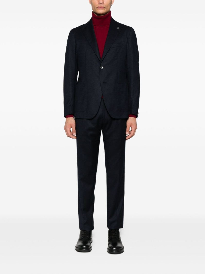 Tagliatore Tailored Blue Suit With Notch Lapel