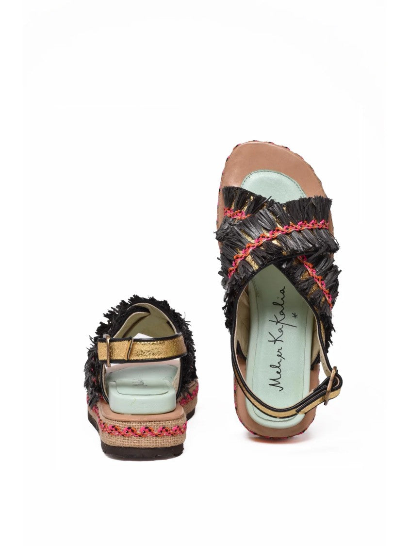 Meher Kakalia Black Gold Other Fibers Ponza Sandal