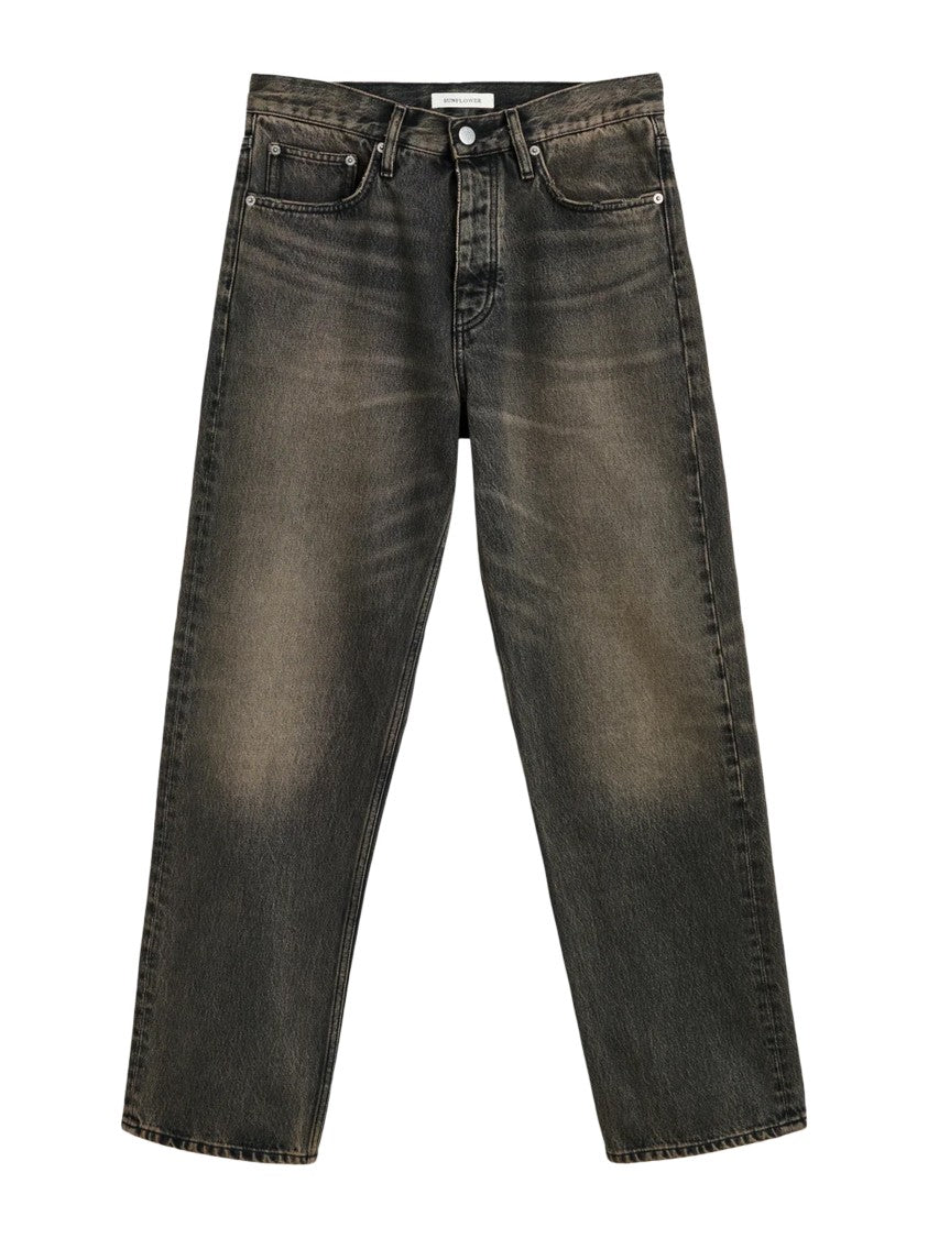 Sunflower Faded Black Denim Loose Pants Five-Pocket Jeans