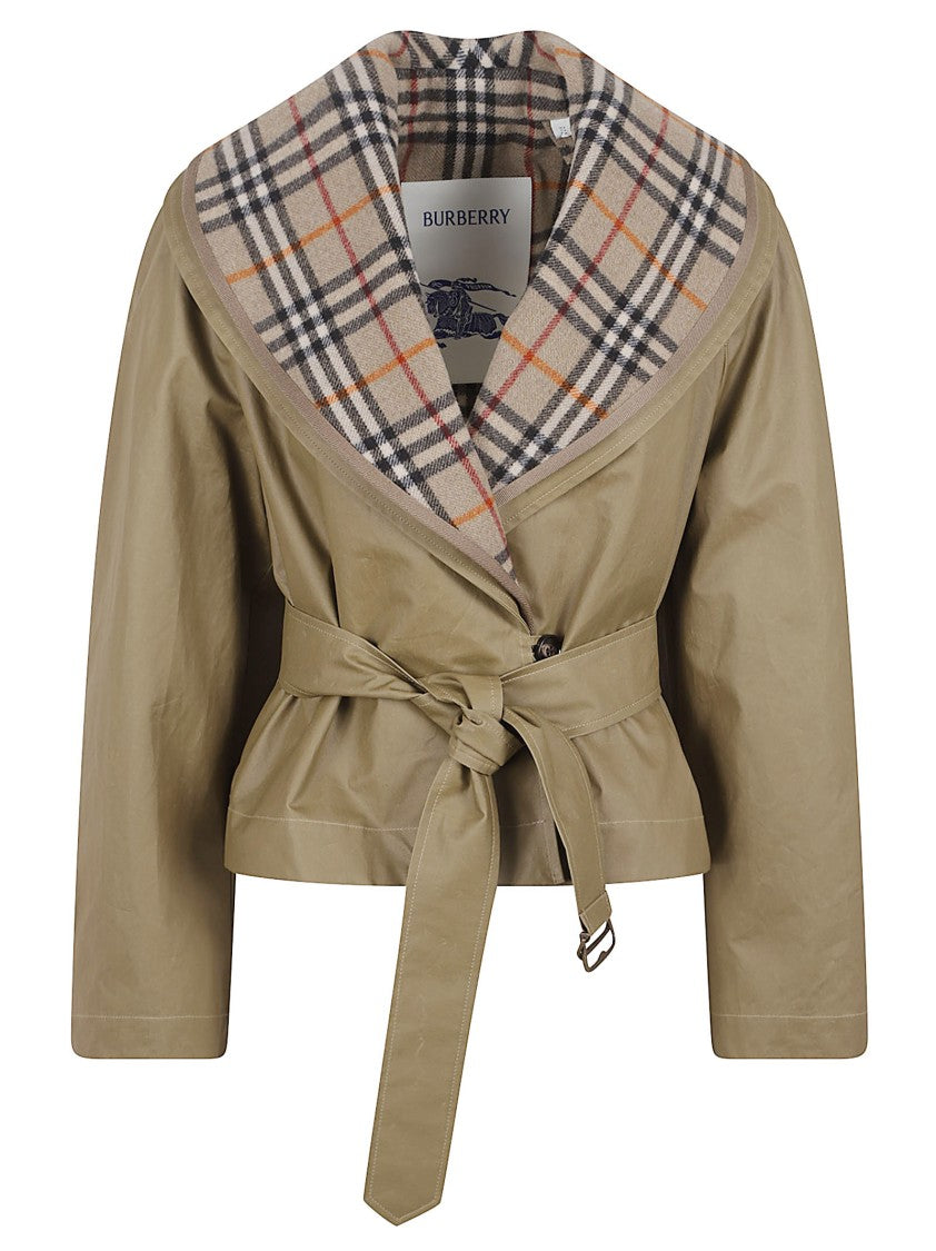 Burberry Cropped Jacket With Belted Waist
