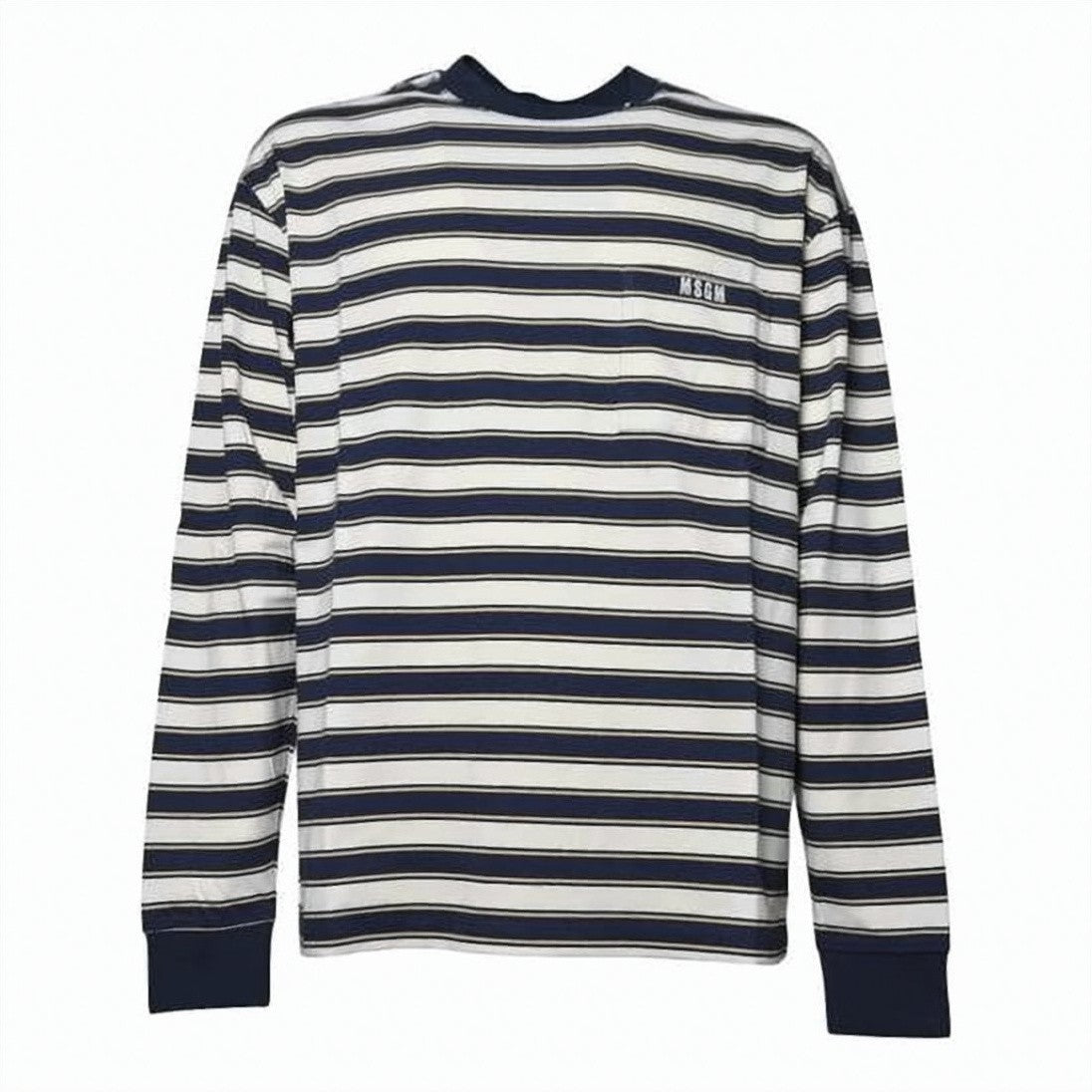 Msgm Navy Striped Long-Sleeve Tee