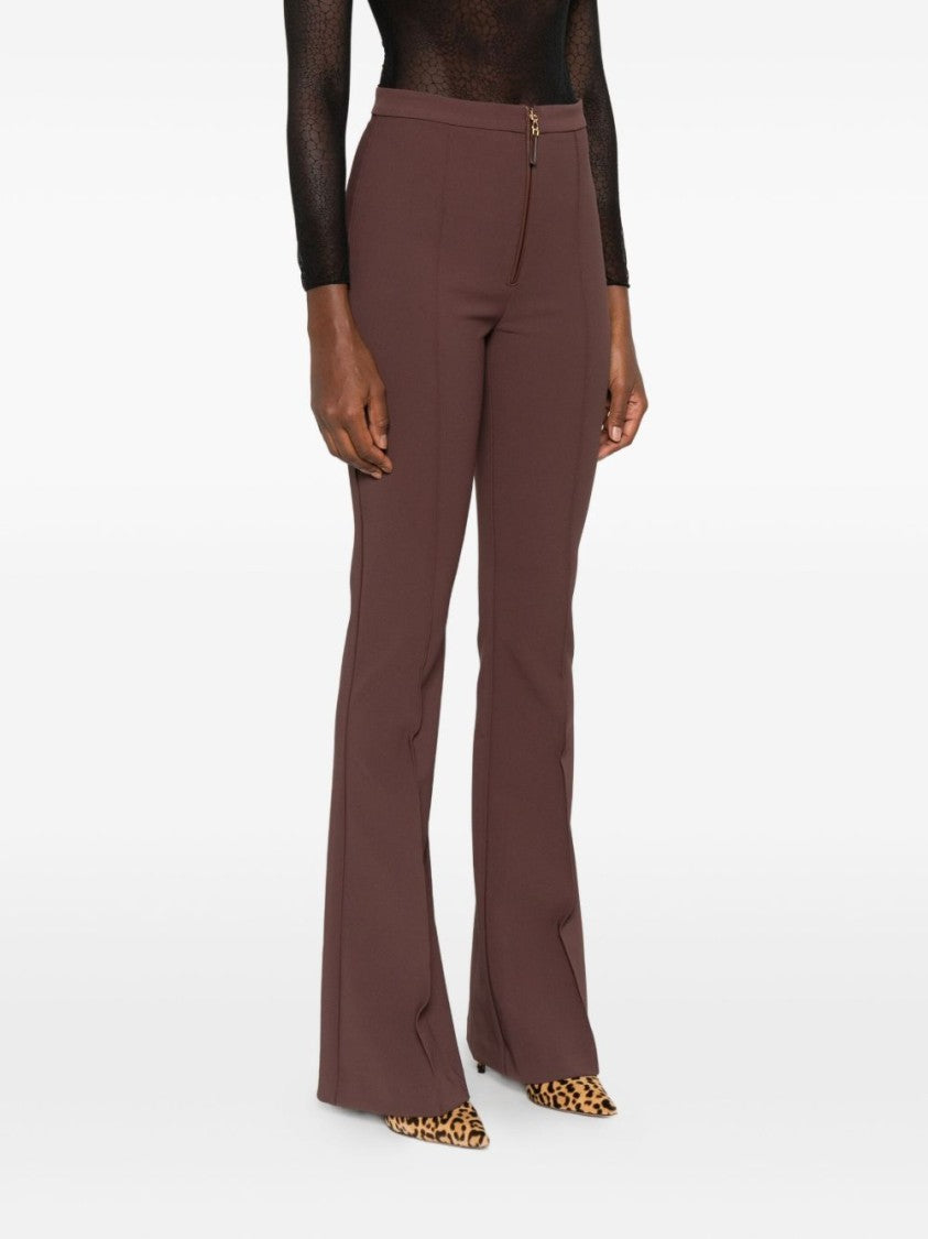 Elisabetta Franchi Flared Brown Trousers With High Waist