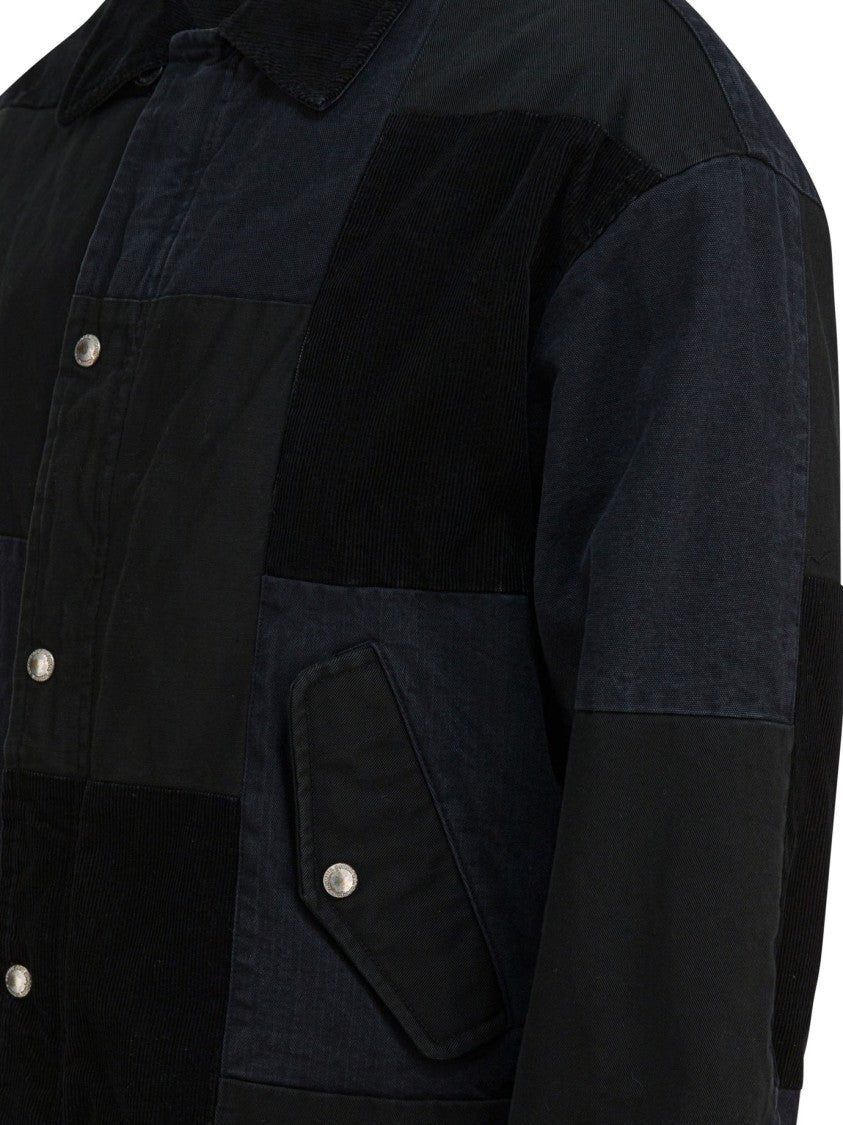 Comme Des Garçons Relaxed-Fit Black Patchwork Jacket With Functional Buckle Tabs