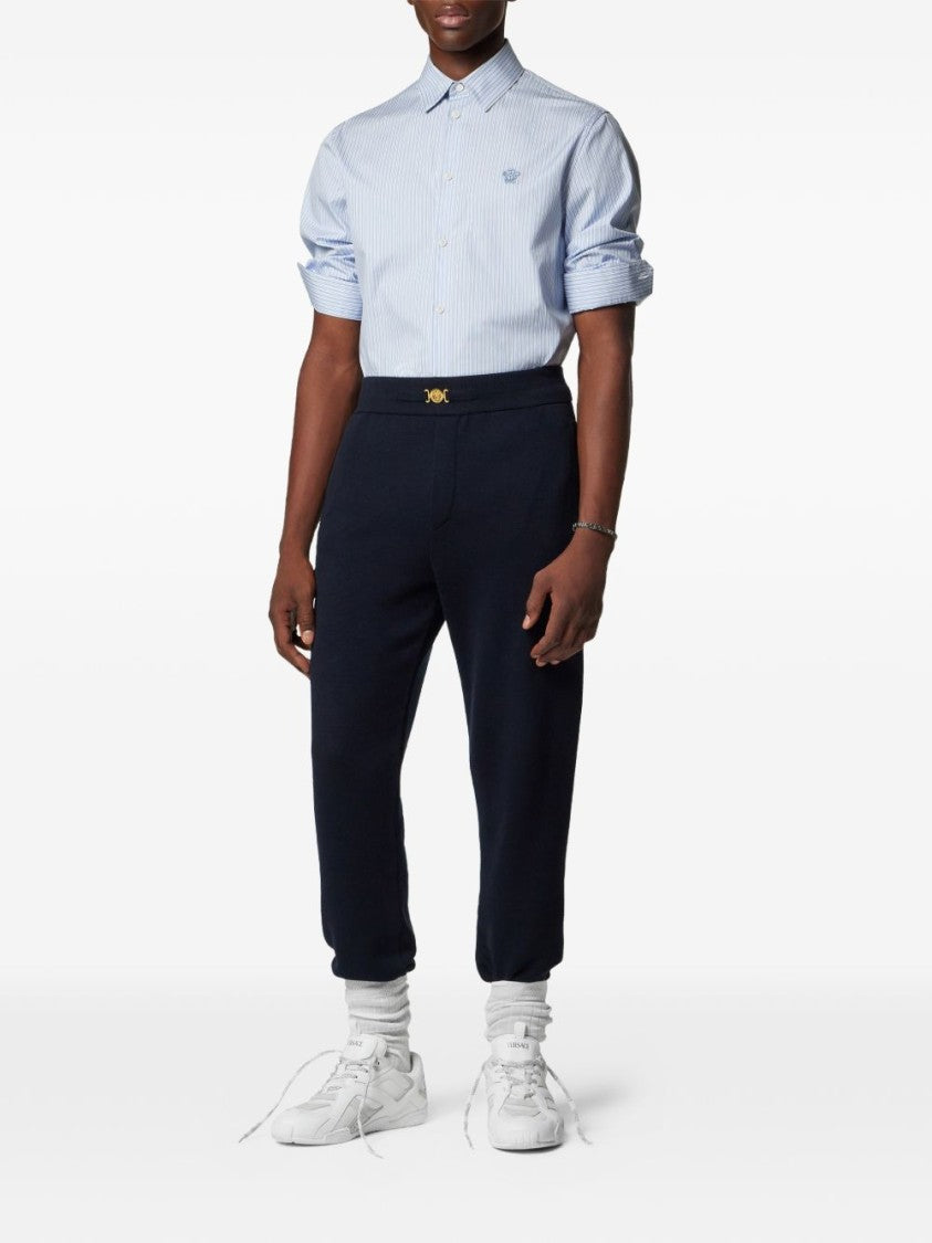 Versace Light Blue Striped Button-Down Shirt