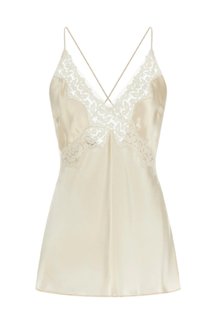 Alberta Ferretti White Satin Tank Top