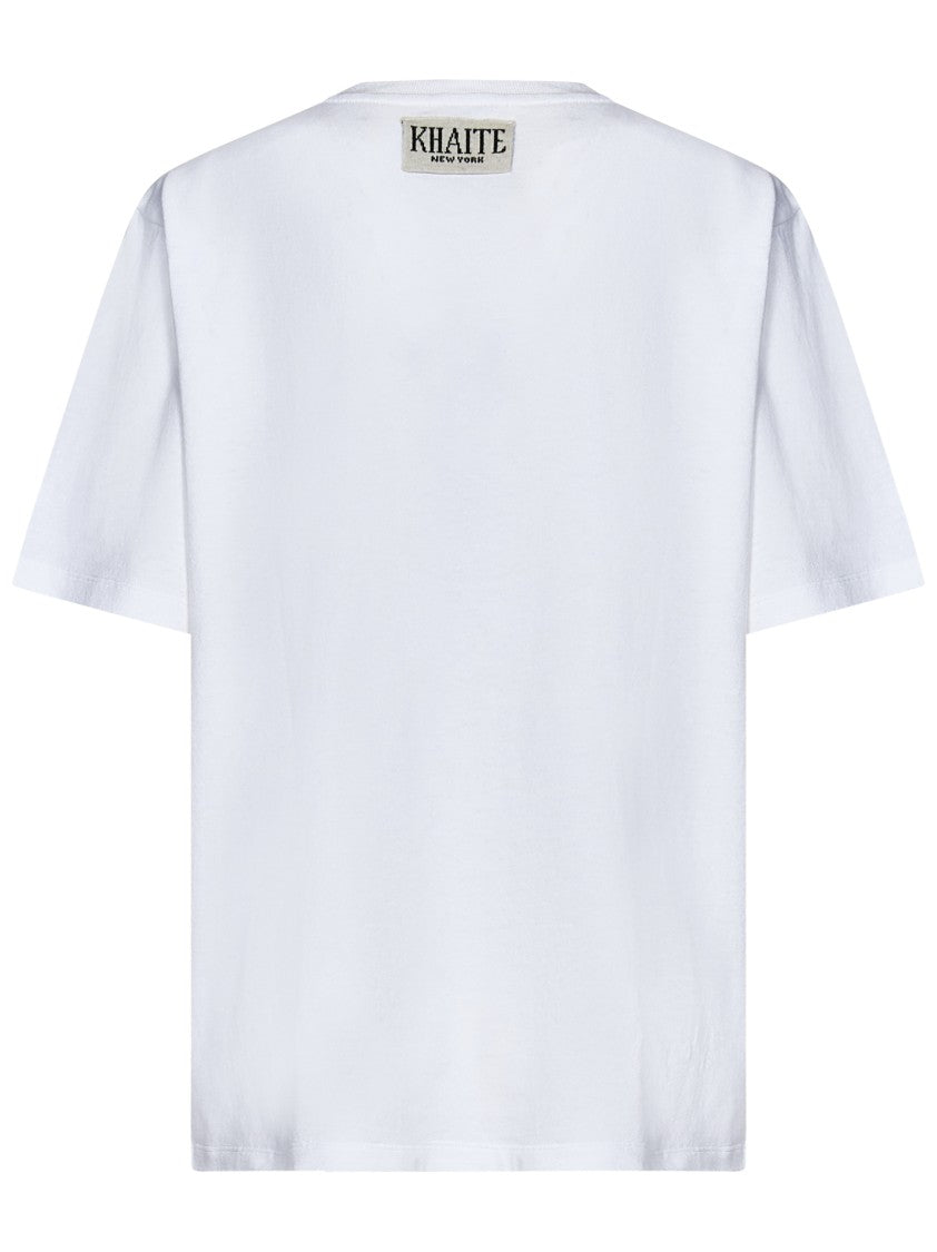Khaite Tailored White T-Shirt With Cashmere Logo