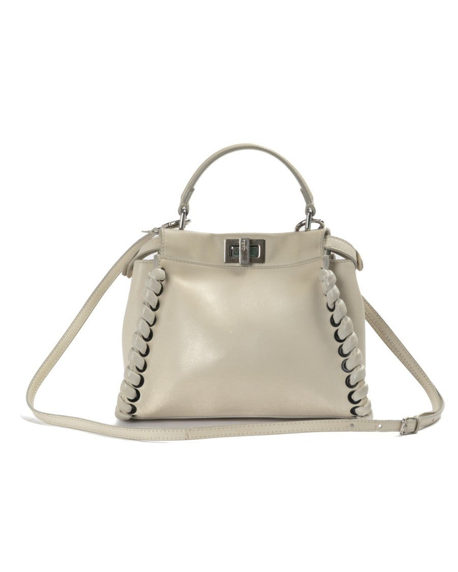 Fendi Peekaboo Mini Woven Leather Shoulder Bag