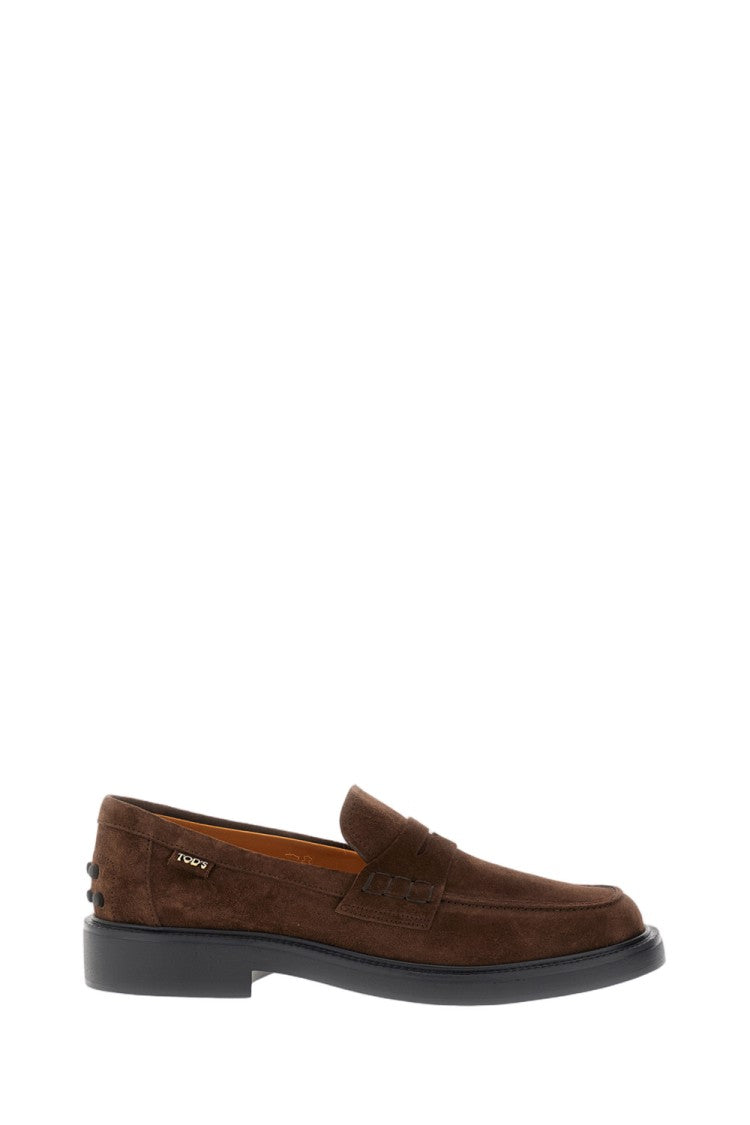 Tod's Rich Brown Suede Moccasin With Stitched Vamp