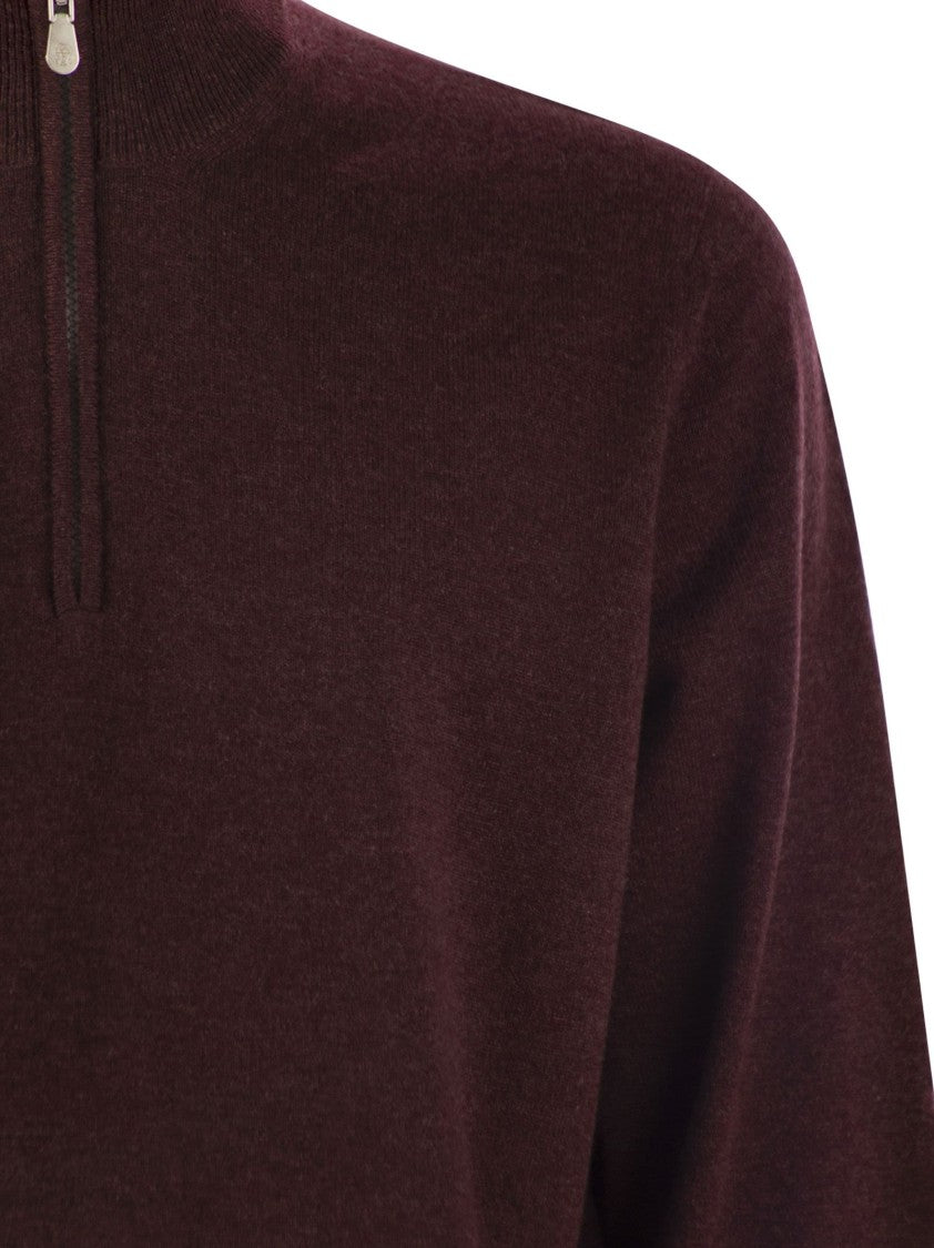 Brunello Cucinelli High-Necked Cashmere Sweater With Zip Opening