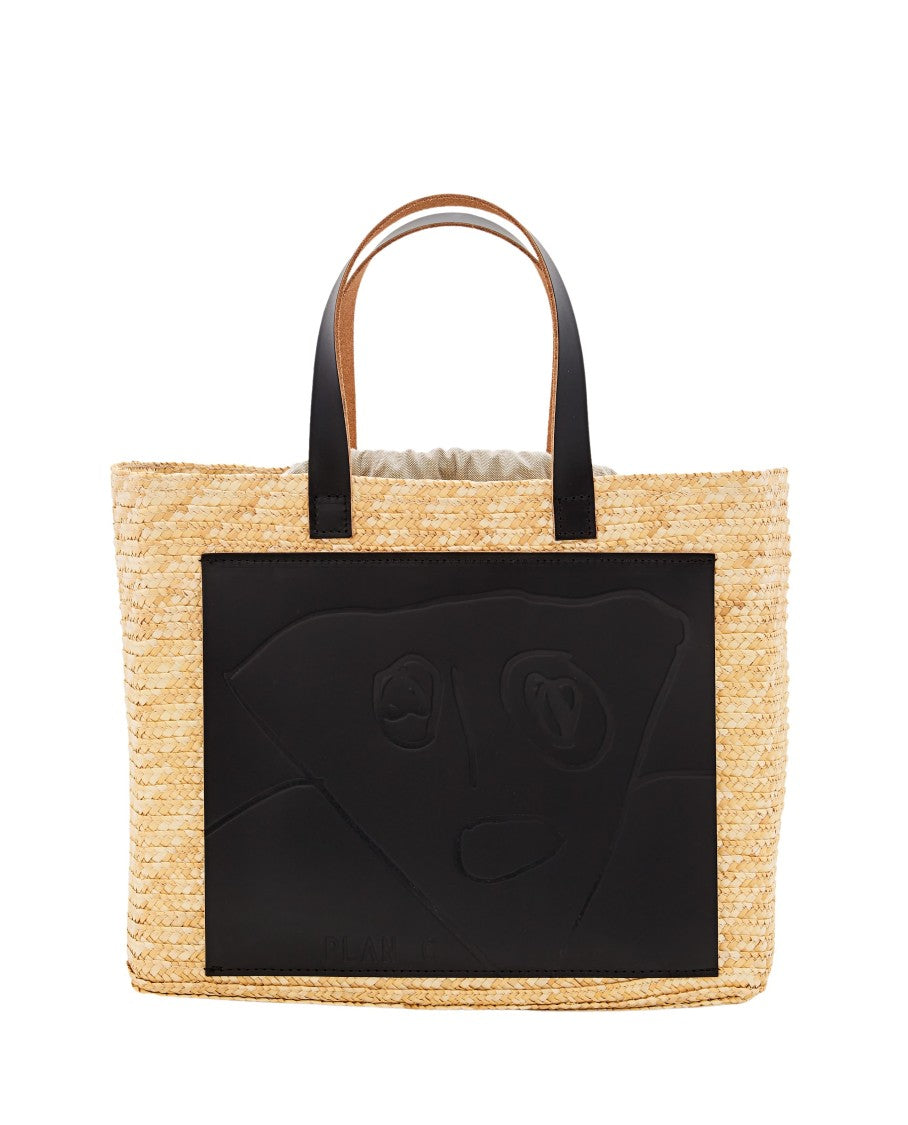Plan C Woven Raffia Shopper Bag