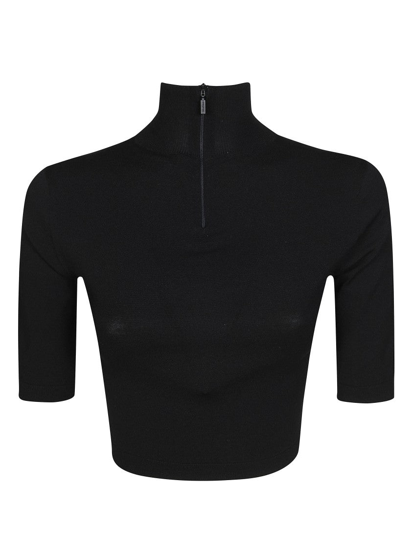 Max Mara Mxscanale Cropped Zip High-Neck Top