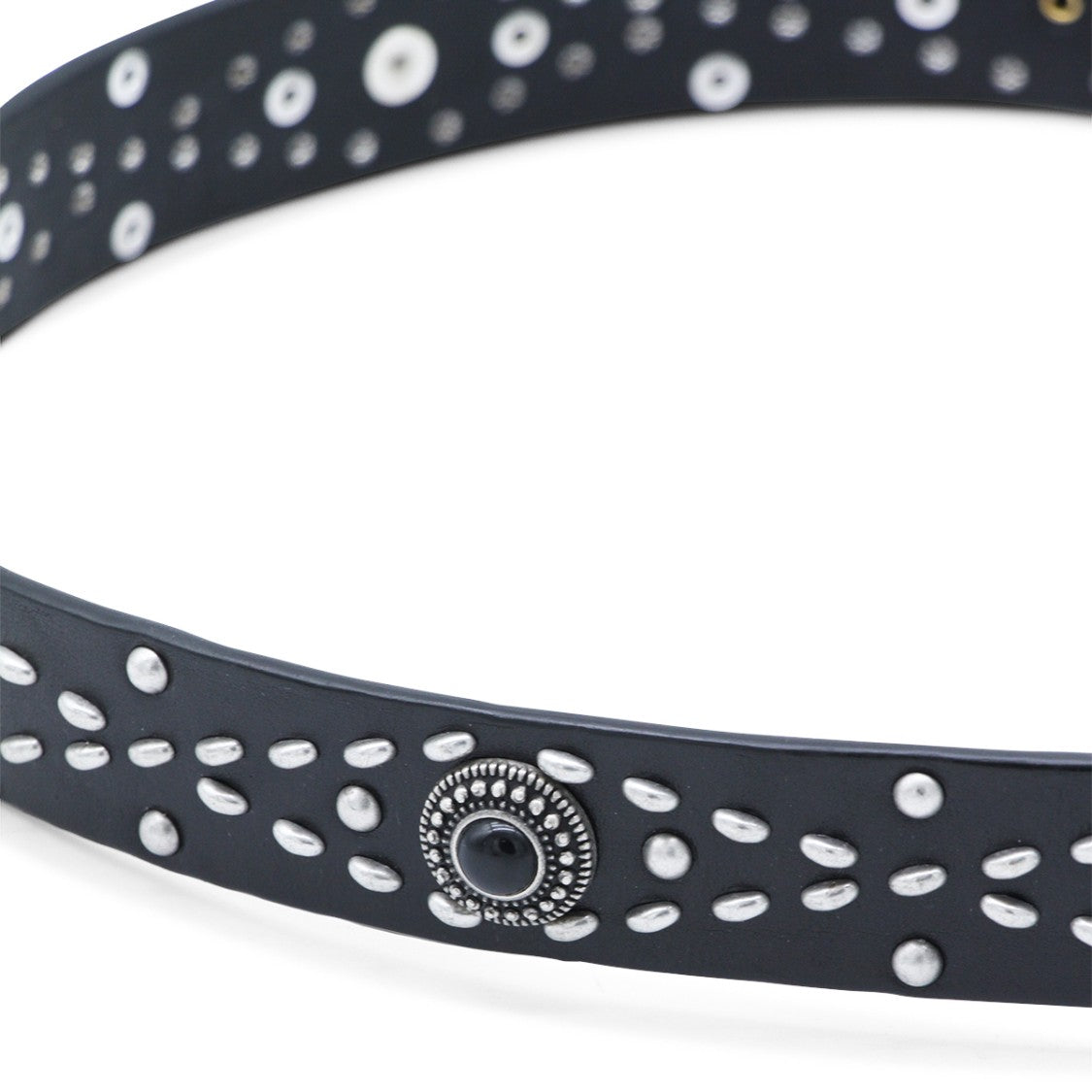 Golden Goose Black Silver Accents Embossed Leather Belt