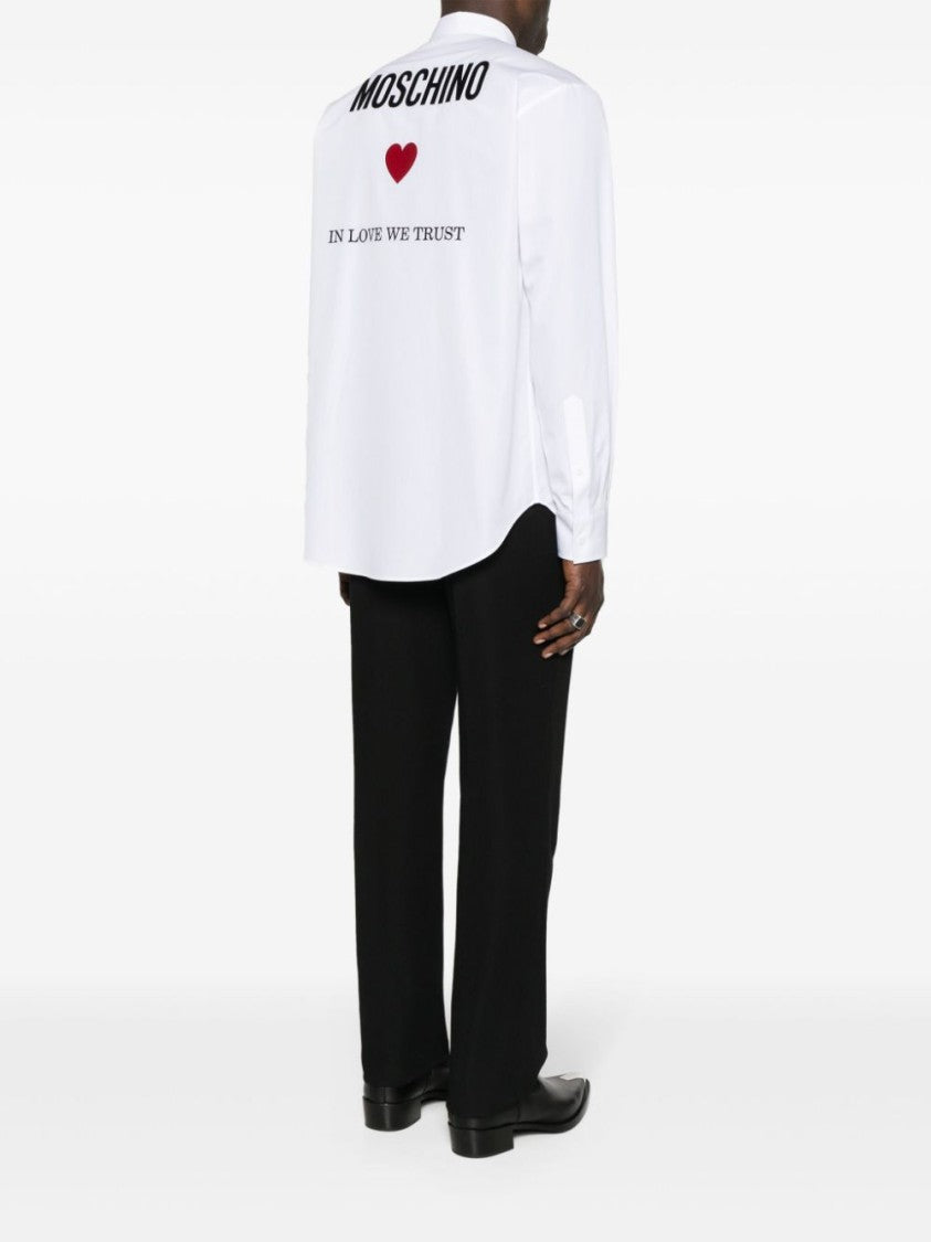 Moschino Optical White Cotton Poplin Shirt