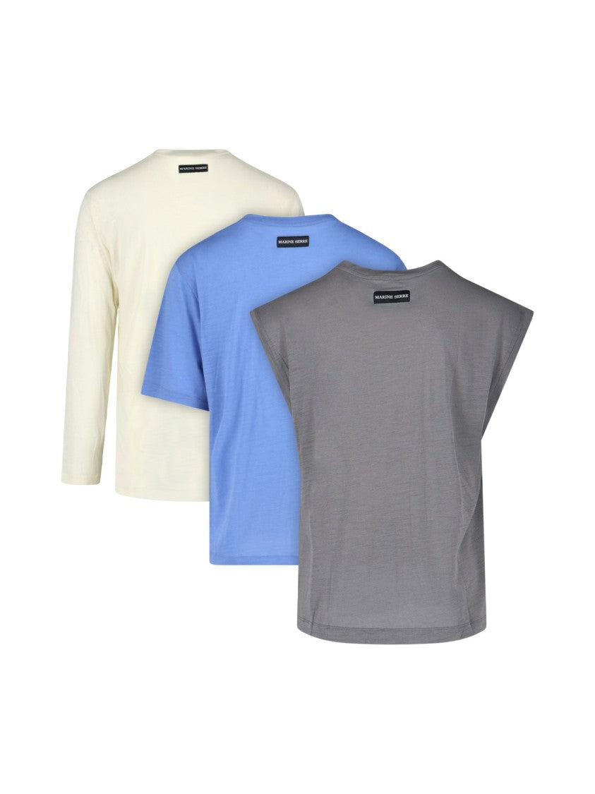 Marine Serre 2-Piece T-Shirt & Tank Top Set – White/Blue/Grey