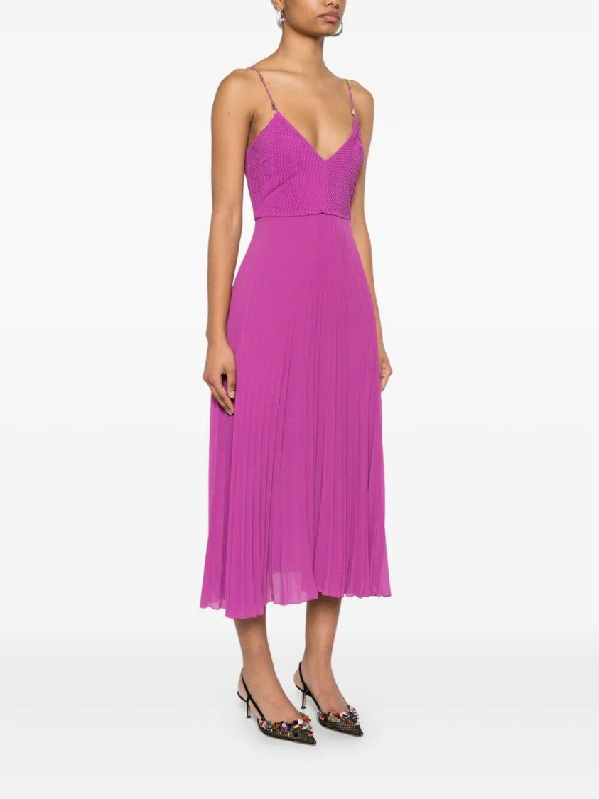 Patrizia Pepe Textured Midi Dress With Fitted Bodice