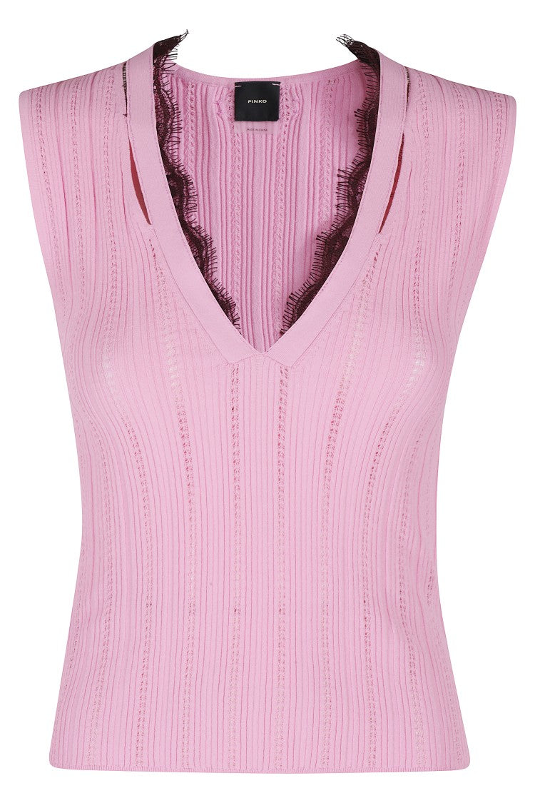 Pinko Sleeveless Perforated Knit Top