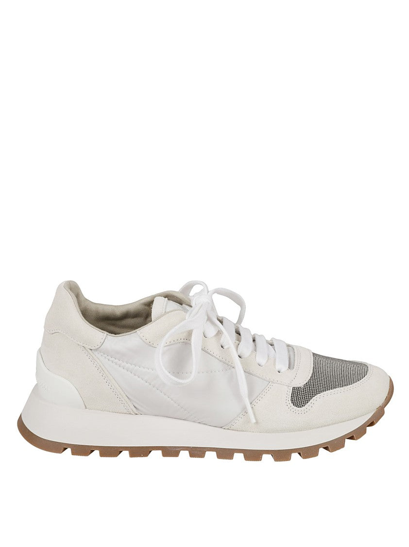 Brunello Cucinelli Round Toe White Leather Sneakers