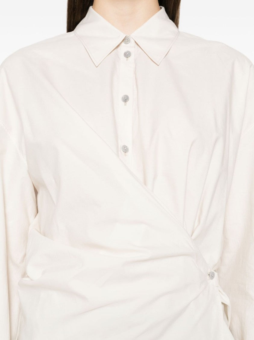 Lemaire Asymmetrical Wrap Shirt In Cotton-Silk Blend