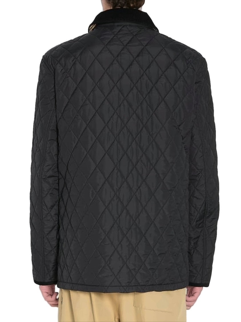 Burberry Diamond-Pattern Quilted Jacket With Contrasting Collar