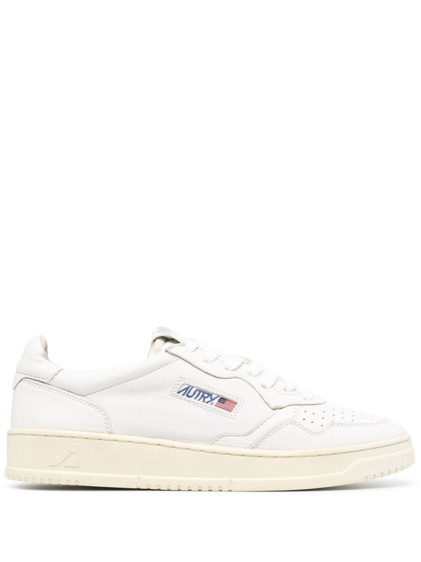 Autry Low-Top White Leather Sneakers With Perforated Detailing