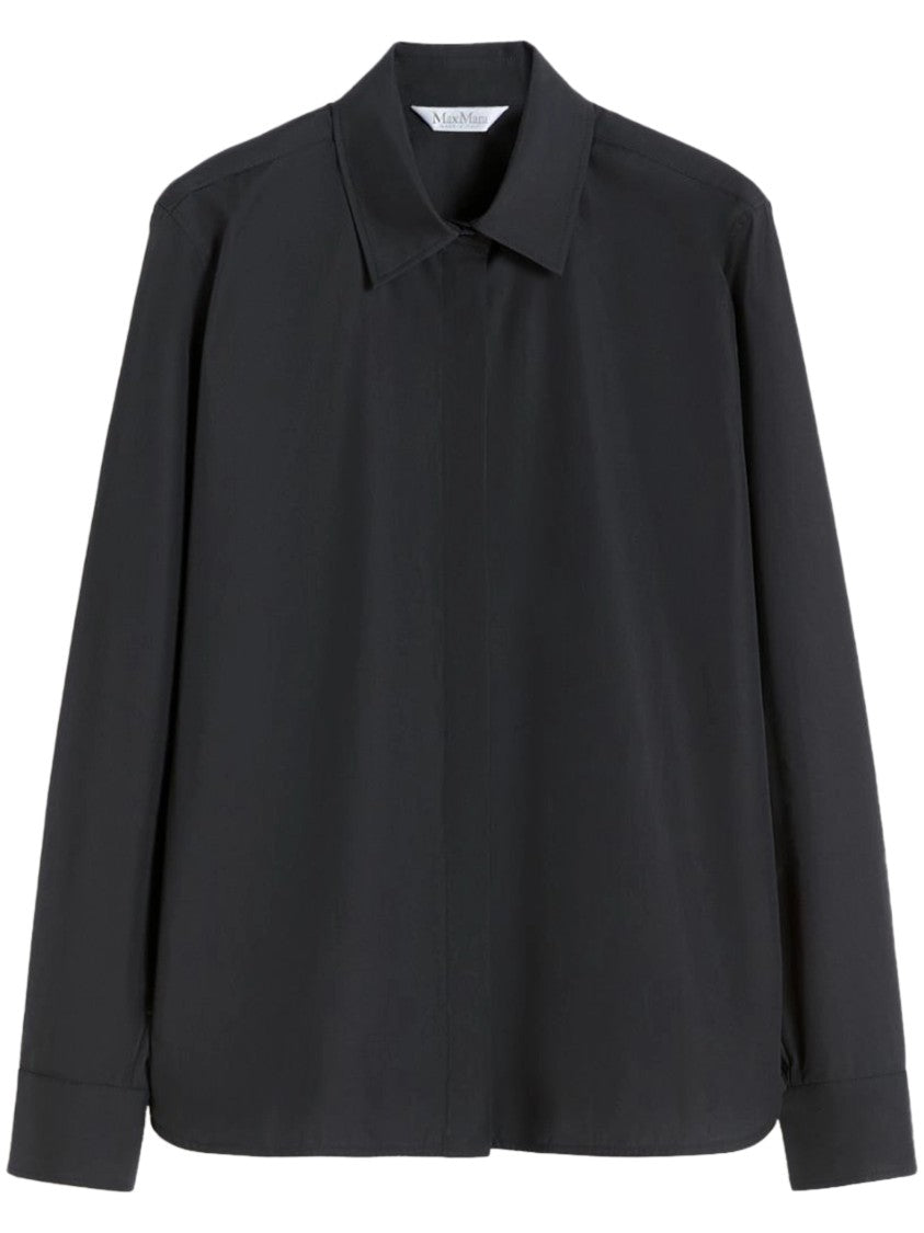 Max Mara Minimalist Black Shirt With Concealed Button Placket
