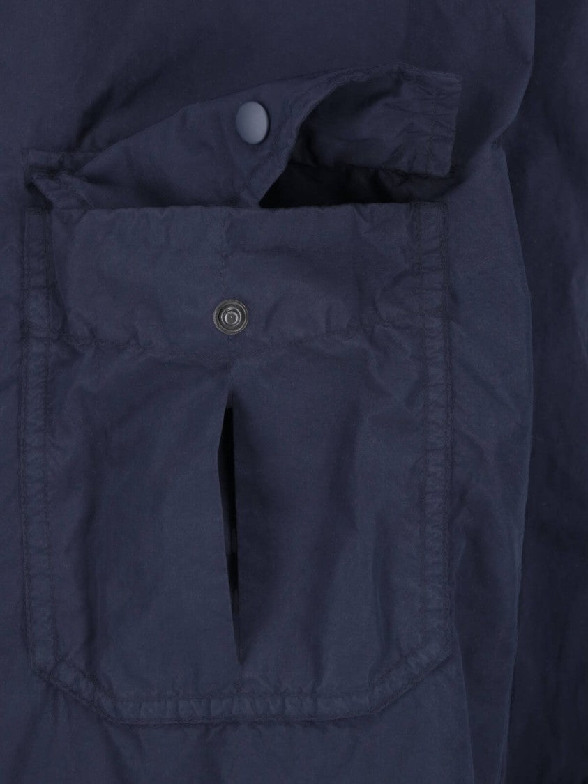 Aspesi Blue Long Waterproof Classic Collar Jacket