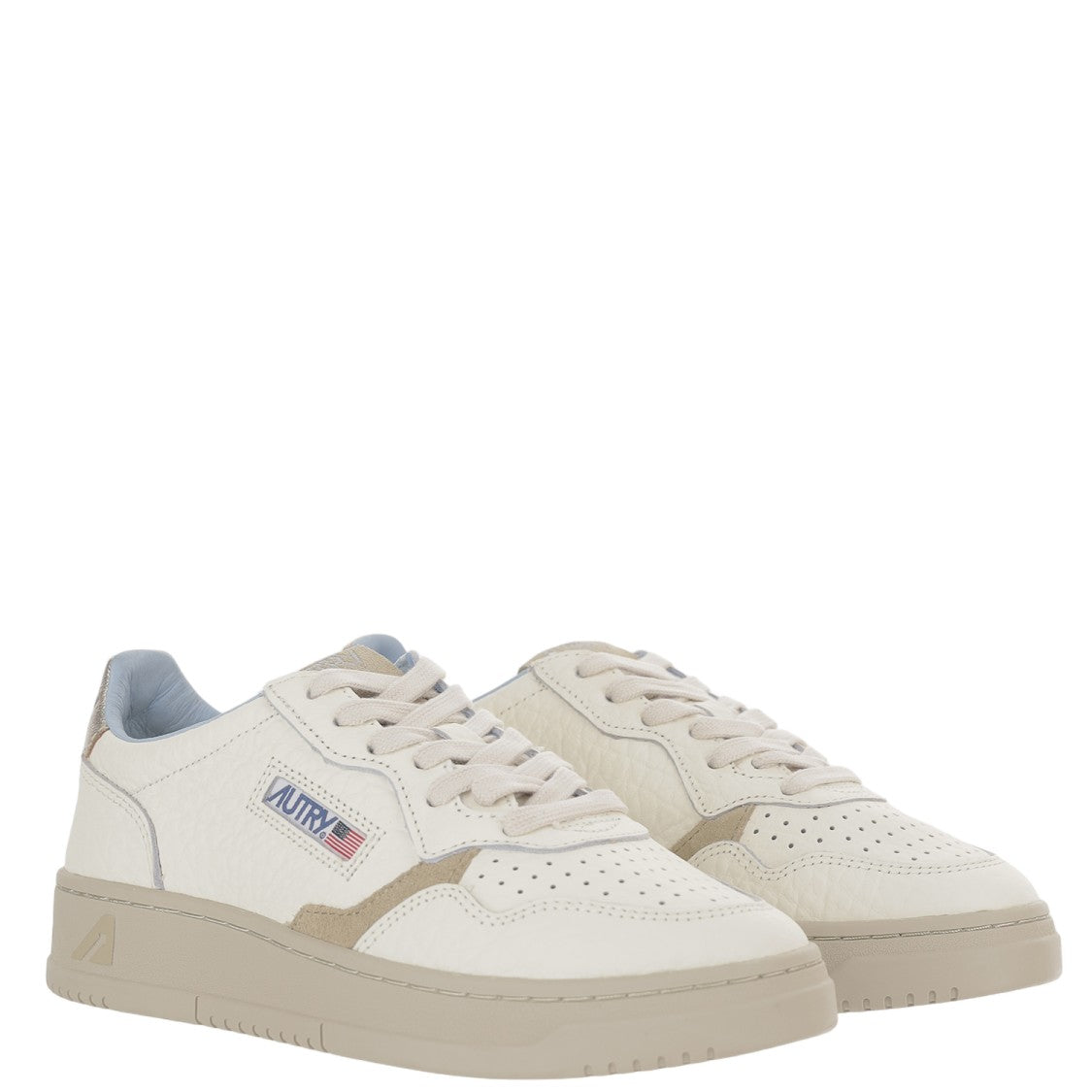 Autry Medalist Low Leather Sneakers With Suede Overlays