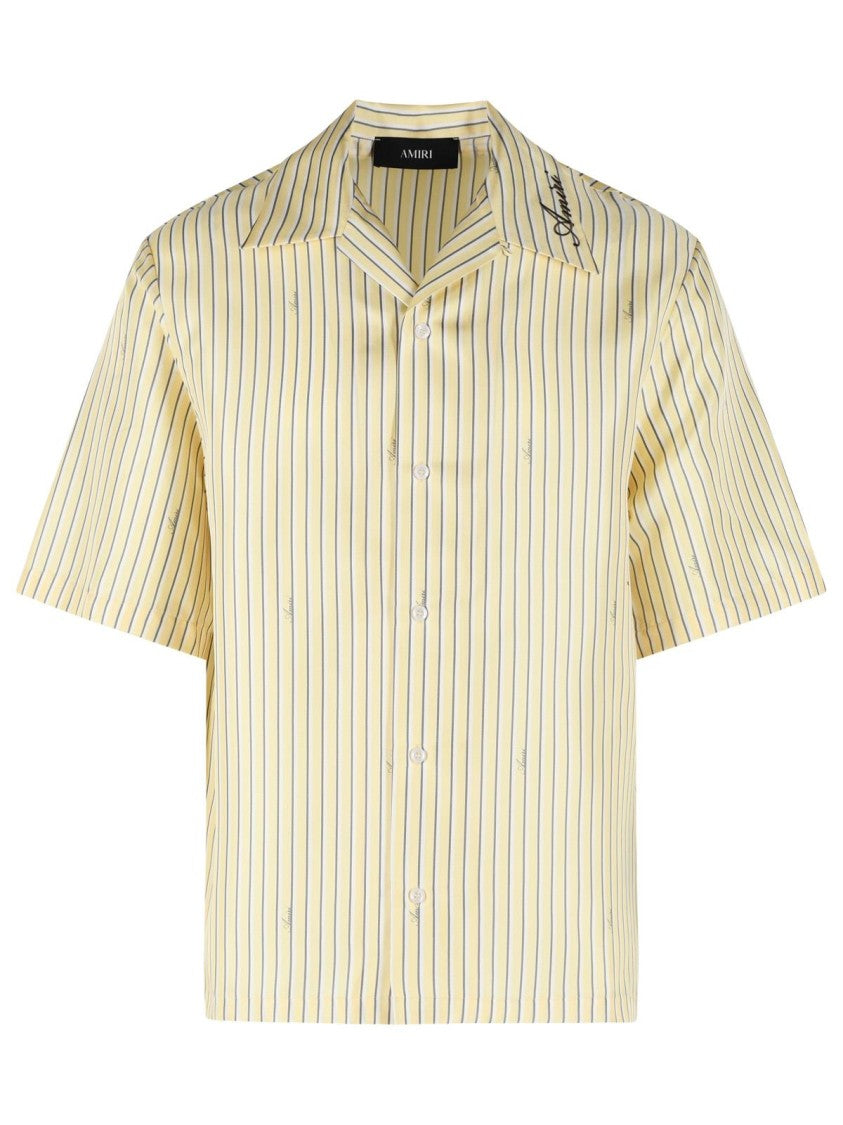 Amiri ' Script Bowling' Yellow Silk Shirt