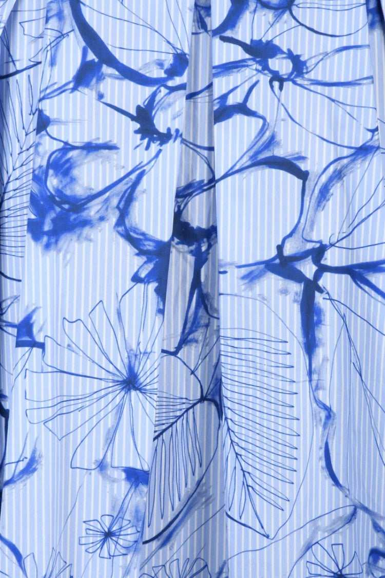 Vicario Cinque Cotton Skirt - Sky Blue/White