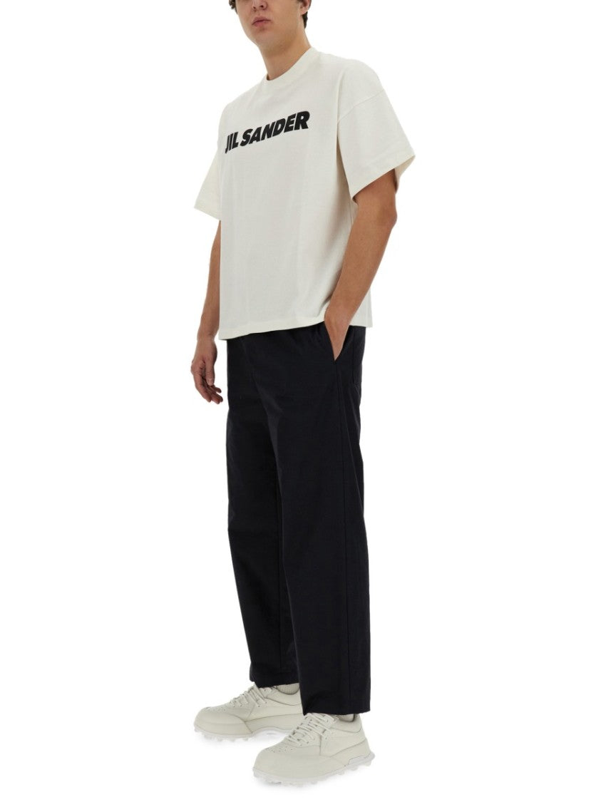Jil Sander Regular Fit Cotton Pants With Classic Waistband