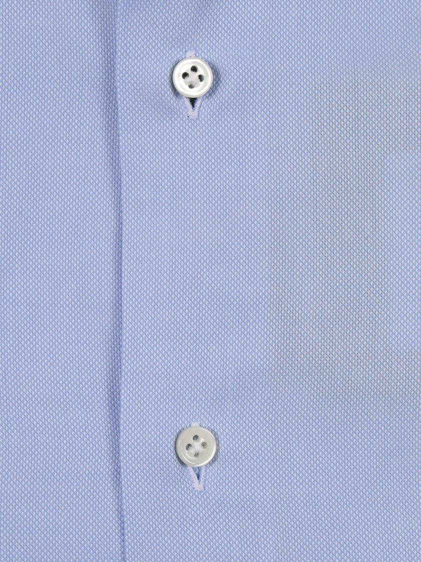 Mazzarelli Camicie Slim-Fit Royal Blue Oxford Cotton Shirt