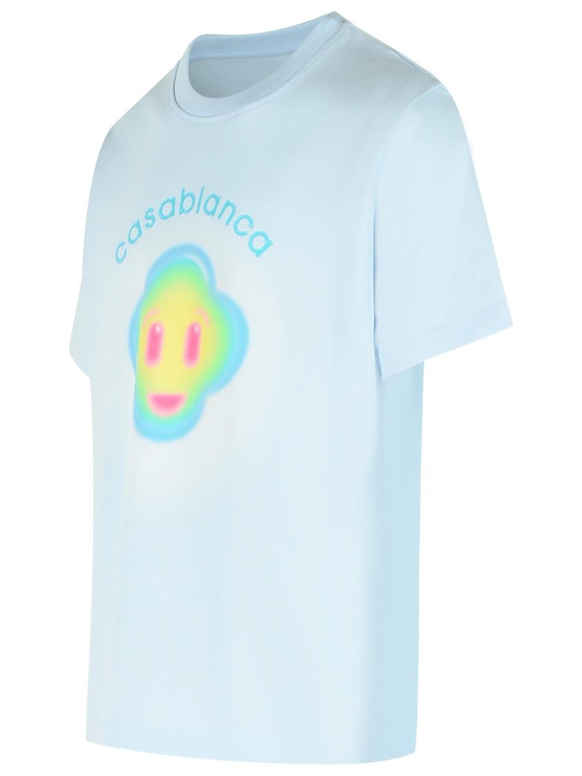 Casablanca Airbrush Smiley' Light Blue Cotton T-Shirt