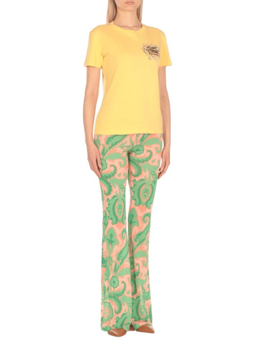 Etro Embroidered Cotton T-Shirt With Floral Paisley Accents